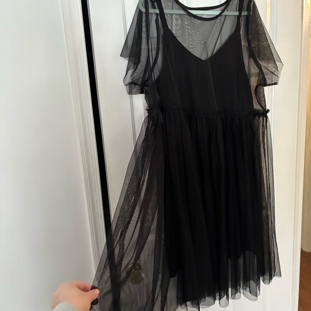 Torrid Elegant Black Mesh Overlay Midi Skater Dress 3X - Picture 5 of 10